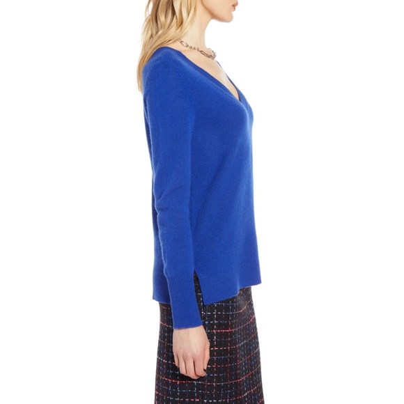Halogen Cashmere V-neck Sweater Blue Small - Picture 3 of 8